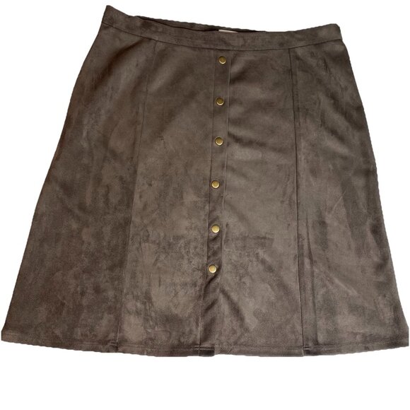 Westport Womens Skirt Brown Microsuede Knee Length Pull On Western Boho Sz 1X - Picture 1 of 7
